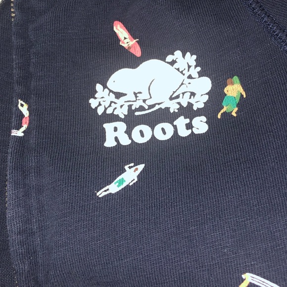 Blue Roots Zip Up Sweatshirt with Swimming People - Picture 3 of 4